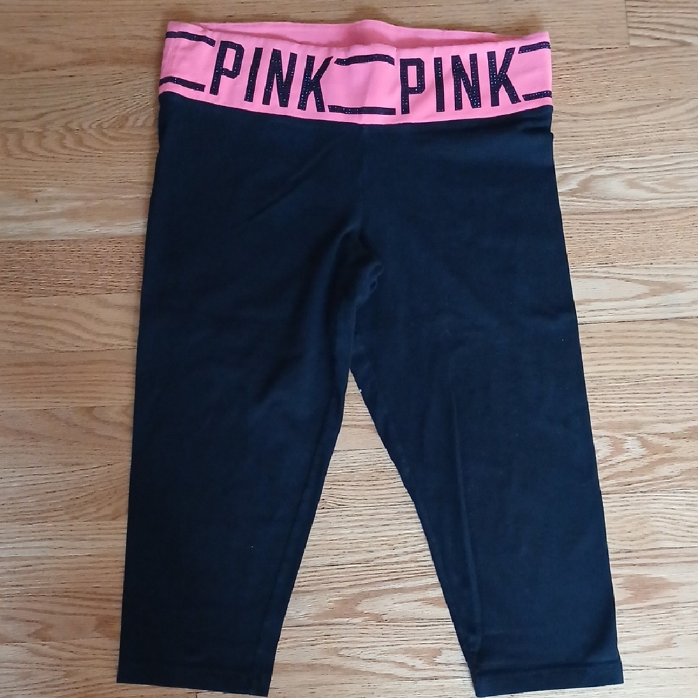 Victoria's Secret Pink and Black Leggings Athletic Stretch